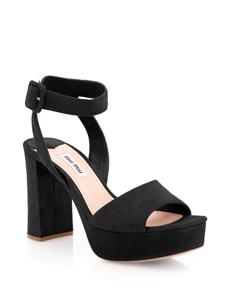 miu miu black suede platform sandals|miumiu shoes usa.